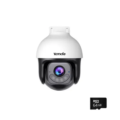 Camera supraveghere exterior WiFi cu iluminare duala Tenda CH7-WCA, 5 MP, 4 mm, 2.4 GHz, WiFi 6, IR si lumina alba 30 m, microfon si difuzor, alarma, card 64 GB inclus