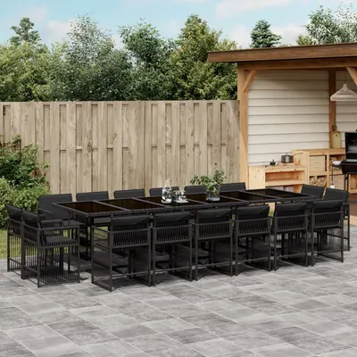 Gossi set mobilier de gradina cu perne, 17 piese, negru, poliratan
