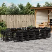 Gossi set mobilier de gradina cu perne, 17 piese, negru, poliratan