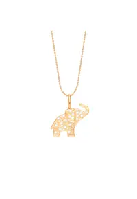 Colier placat cu aur 18K si pandantiv in forma de elefant decorat cu pietre zirconia