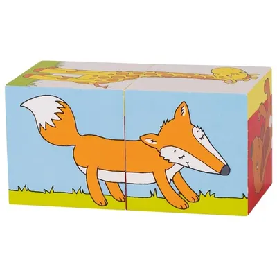 Cubulete din lemn Goki - Animale, doua parti