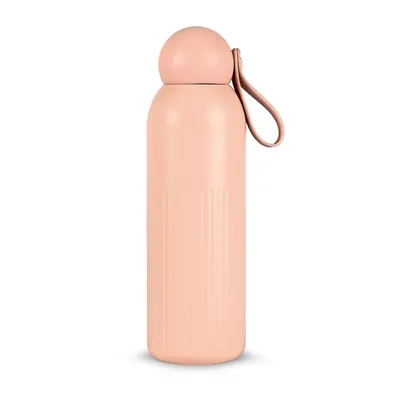 Sticlă termică roz cu pai din oțel inoxidabil 500 ml Tekla – Sagaform