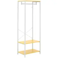 HOMCOM Suport 2 în 1 pentru Haine cu Depozitare Pantofi, Șină Suspendată și 2 Rafturi de Depozitare, 60x40x167.5 cm, Natural | Aosom Romania