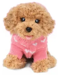 Jucărie de pluș Studio Pets - Câine Pudel cu hanorac, Biscuit, 23 cm