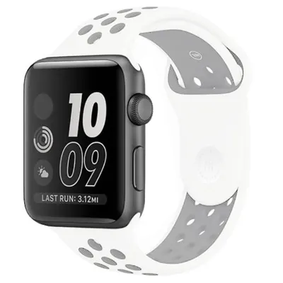 Curea Sport perforata pentru Apple Watch, Silicon, Alb-Gri - 38/40/41 mm , Mare Engros