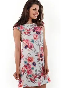 Rochie dama - Poliester - Alb/Roz - A226