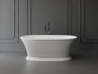 Cada freestanding ovala, compozit alb mat, interior lucios, 167x83x62.5 cm, Foglia Millesime
