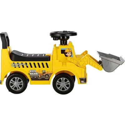 Vehicul ride-on Free2Move Buldozer, cu lumini si sunete, spatiu de depozitare, 19-36 luni, Galben