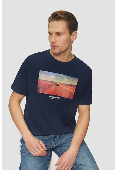 Tricou cu imprimeu foto - Violet/Caramiziu/Bleumarin