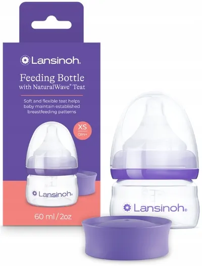 Sticlă pentru bebeluși Lansinoh - NaturalWave, 0 luni+, 60 ml