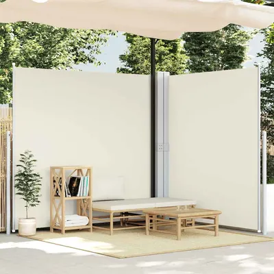 vidaXL Copertină laterală dublă retractabilă, crem, 170 x 600 cm