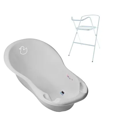 Set Cadita 86 cm cu suport metalic Duck Gri