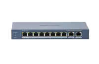 Switch PoE Hikvision DS-3E0310HP-E(C): 8 × 10/100 Mbps PoE port,2 × Gigabit RJ45 port, 16 porturi PoE maxim 30W, buget PoE 130W,