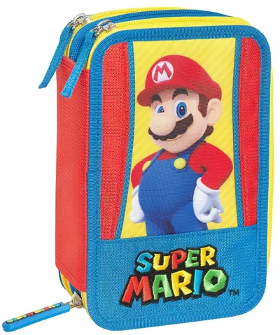 Penar școlar echipat Panini Super Mario - Tricolore, 3 fermoare