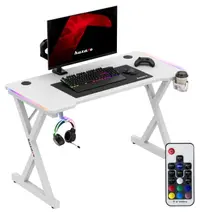 Birou de gaming Huzaro – Hero 2.3 RGB, 120 x 60 cm, alb