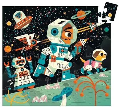 Puzzle pentru copii Djeco - Stație spațială, 54 de piese