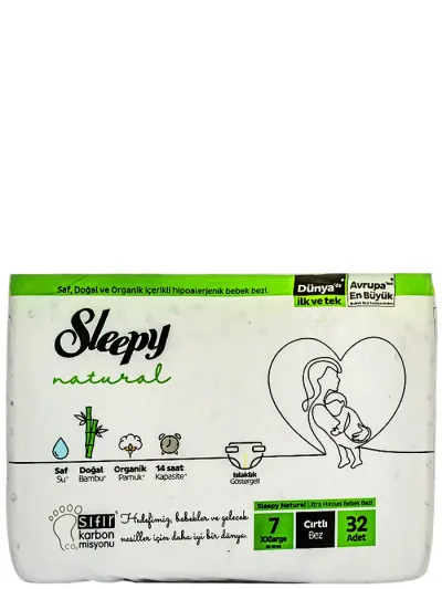 Sleepy Natural scutece nr.7 20-30 kg XX-Large 32 buc