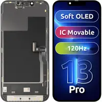 Display cu Touchscreen MP compatibil cu Apple iPhone 13 Pro, cu Rama, Versiune Soft OLED FHD 120Hz IC Movable, Negru