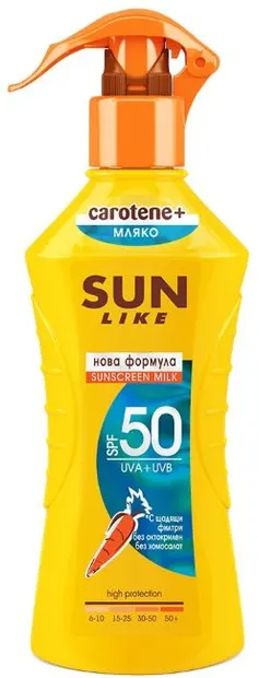 Sun Like Carotene+ Lapte spray cu protecție solară, SPF50, 200 ml