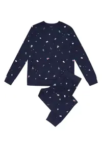 Pijamale de dama bumbac albastru