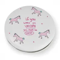 Oglinda Mica de Poseta cu Imprimeu Unicorn Alb 7 cm - Nurio