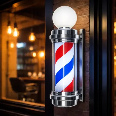 Reclama Luminoasa Barber Pole – 70 cm, Rotativa, Interior/Exterior