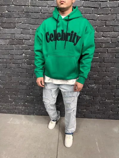 Hanorac Celebrity cu Gluga Green-Benetton Hnas45(aj6378) (mărime: S)