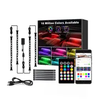 Set Benzi LED RGB cu Sincronizare Muzica - 4 Benzi x 12 LED-uri, 220mm, Bluetooth, Telecomanda si incarcator Auto