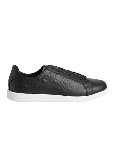 Pantofi sport de piele cu monograme stantate - Negru