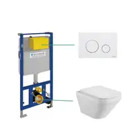Set vas wc rimless suspendat Foglia Bristol cu rezervor incastrat Schwab si clapeta de actionare Schwab Vela