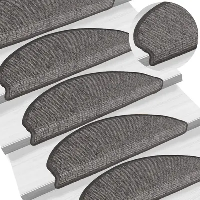 vidaXL Covorașe pentru scări, 15 buc., 65x21x4 cm, bej și gri, semirotunde, mari