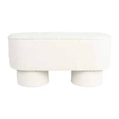 Bancă albă cu tapițerie din țesătură bouclé Marcos – White Label