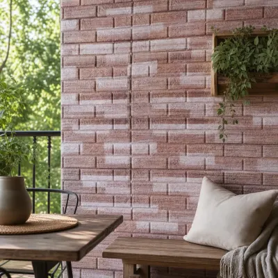 Tapet 3D Caramida Maro cu alb, Autoadeziv, Decorativ și Impermeabil – 70 × 77 cm