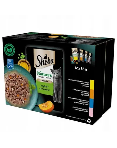 SHEBA Nature’s Collection arome in sos 12x85g hrana umeda cu pui, curcan, ton si somon pentru pisici