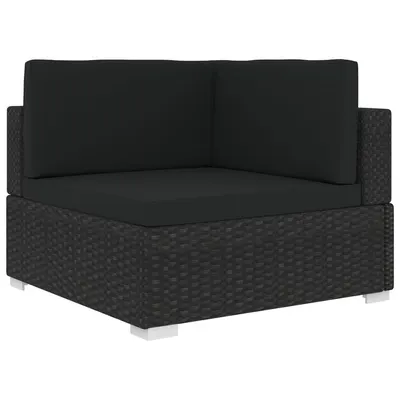 Gossi scaun modular de colt, 1 buc., negru, poliratan, cu perne