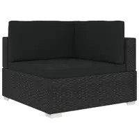 Gossi scaun modular de colt, 1 buc., negru, poliratan, cu perne