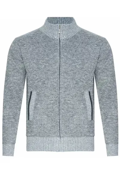 Pulover barbati - S8626 - gri deschis - material moale - captusit cu blana