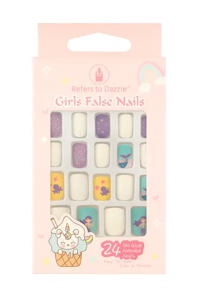 Set 24 Unghii False Press On Mermaid & Ocean CM88