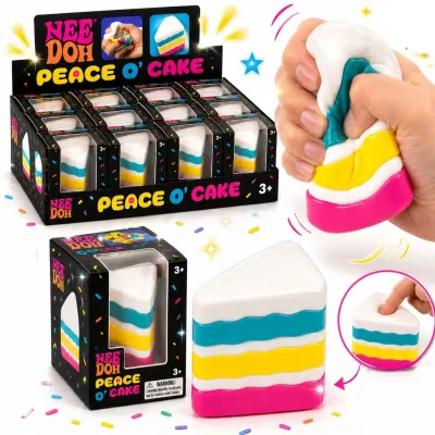 Jucărie Squishy Felie de Tort 12/set, Antistres, 7.5×5×4.5cm, Super Moale și Elastică, Model Peace O' Cake, Diferite Culori Engros