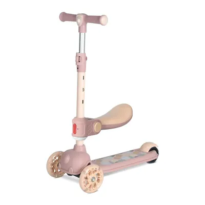 Trotineta cu 3 roti, sezut si anvelope cu lumini Lorelli Jester Plus Bej