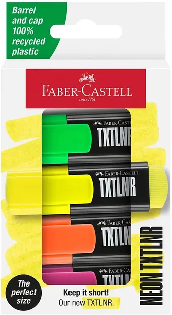 Set mini markere text Faber-Castell TXTLNR - Neon, 4 culori
