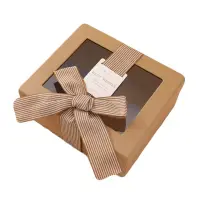 Cutie hârtie cu fereastră si fundă 21x18x9cm - kraft - Default Title
