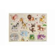 Puzzle lemn educativ - Invata animale salbatice, 11 piese, 3+ ani, Colorarte, A-3009