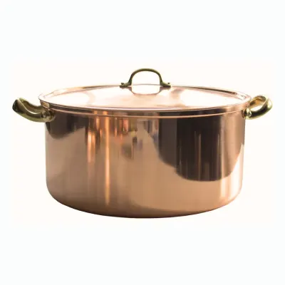 Cratita din cupru cu capac și 2 manere – AlmaCozinha, Ø18–32 cm (Selecteaza Diametrul Cratitei: 18 cm)