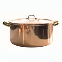 Cratita din cupru cu capac și 2 manere – AlmaCozinha, Ø18–32 cm (Selecteaza Diametrul Cratitei: 28 cm)
