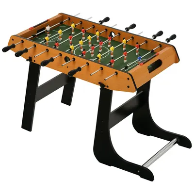 HOMCOM Masă de baby-foot pliabilă din MDF, 2 mingi incluse, ideală pentru joacă acasă, design lemn/negru, 98x42x62 cm | Aosom Romania