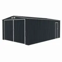 Garaj / depozit metalic MESTERINO S1004-C, gri/bej, 380x540x232 cm, cu usa dubla