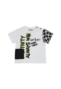 Tricou imprimat - Feeling Good - Alb/Negru - pentru baietei - Alb