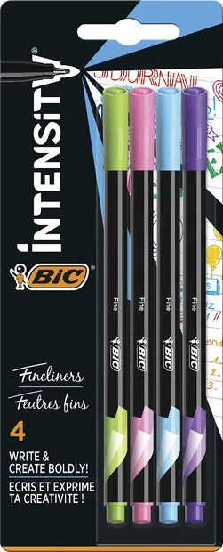 Set de linere colorate BIC Intensity - Fun, 0.4 mm, 4 buc