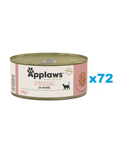 APPLAWS Cat Adult Tuna with Salmon in Broth Conserve pentru pisica, cu ton si somon in sos 72x156 g